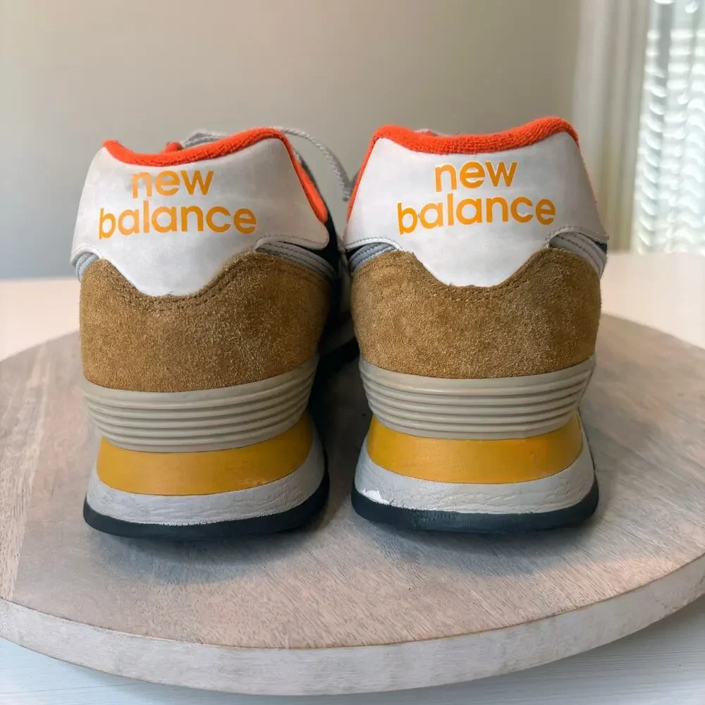 New Balance 574 Rugged ML574DWP Brown Navy Orange Men's Size 11.5 Sneakers